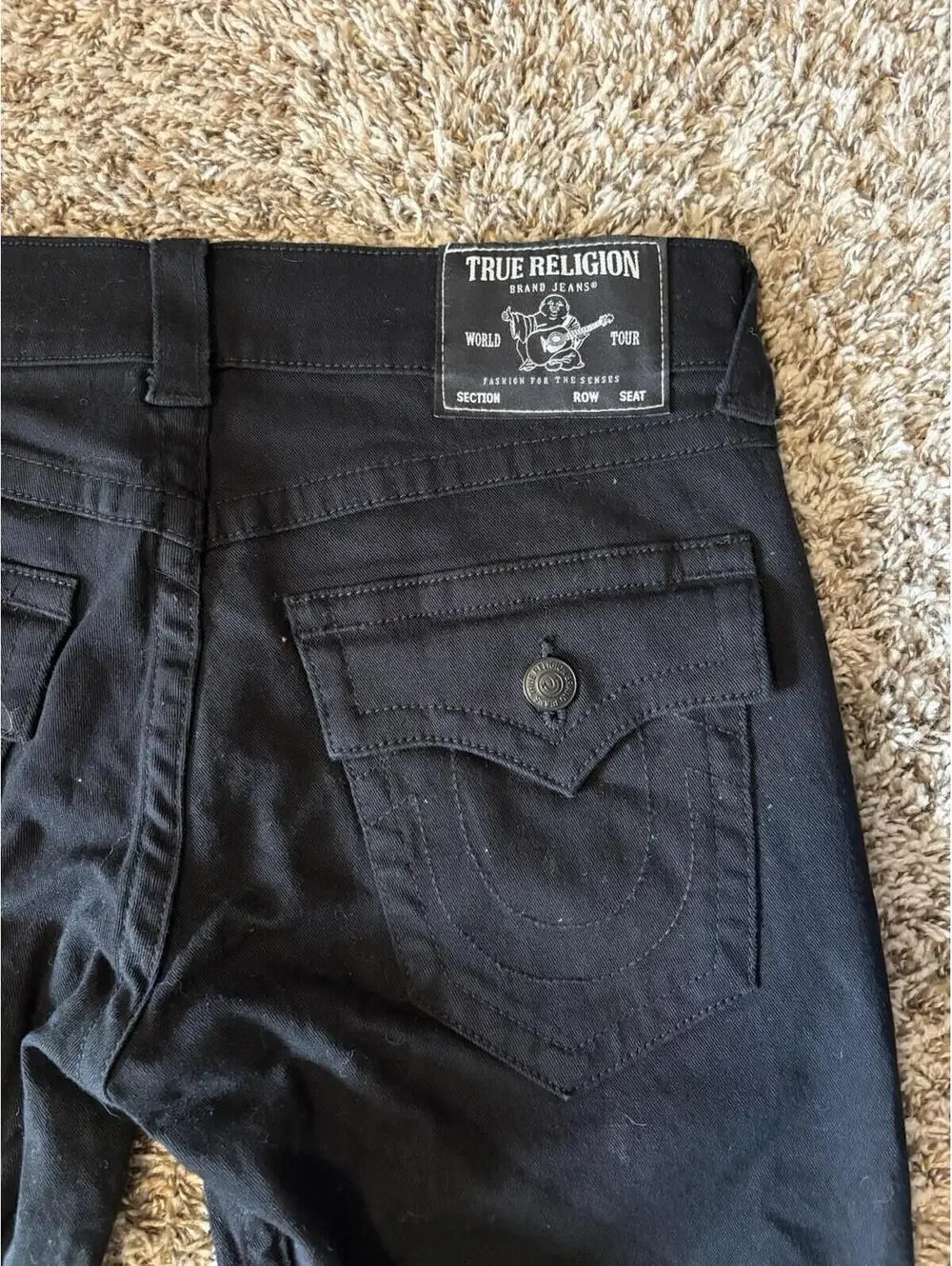 True Religion Ricky SN Flap Relaxed Straight Jeans Men’s Size 30x32 Black Denim